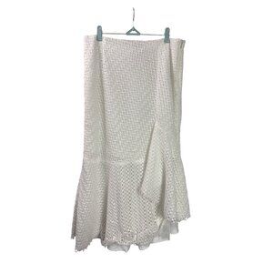 ASOS Womens White Lace Midi Skirt US Size 12 Flared Hem Woven Overlay Lined New